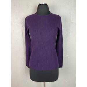 Charter Club Classics Women’s 100% Merino Wool Ribbed Top, Plum, Size Medium